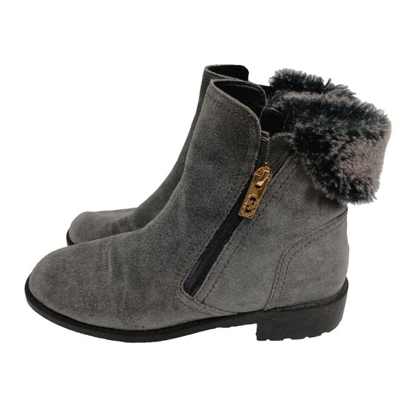 Cole Haan Quinney Ankle Boots Womens 7.5B Gray Suede Faux Fur Waterproof - Picture 1 of 12